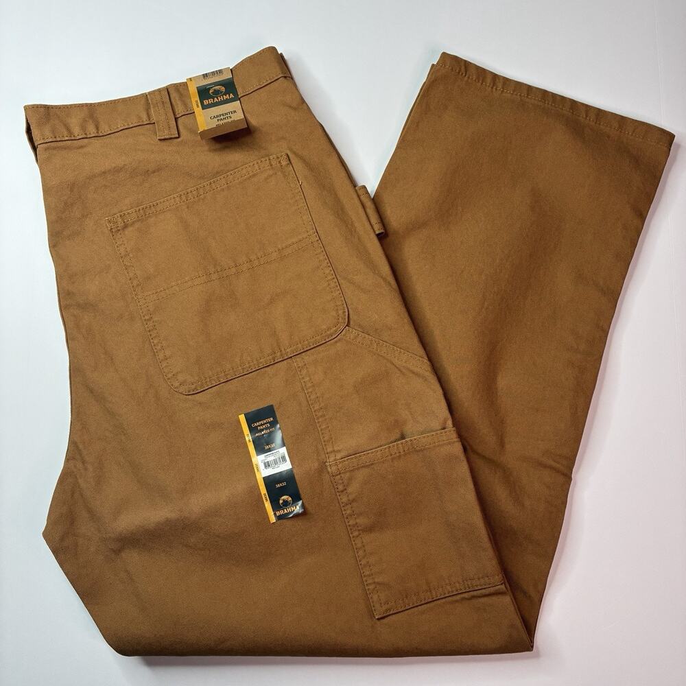 Brahma Heavy Work Carpenter Pants Men's Size 38x32 Brown Relaxed Fit